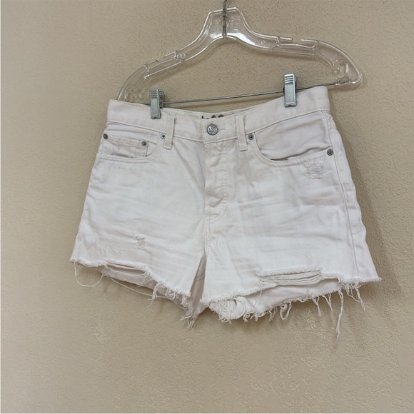 We the Free White Distressed Denim Shorts - Picture 5 of 7
